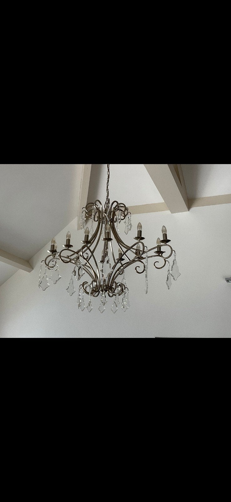Kroonluchter met kristallen hangers, Ophalen, Zo goed als nieuw, Glas, Klassiek, Barok, Elegant