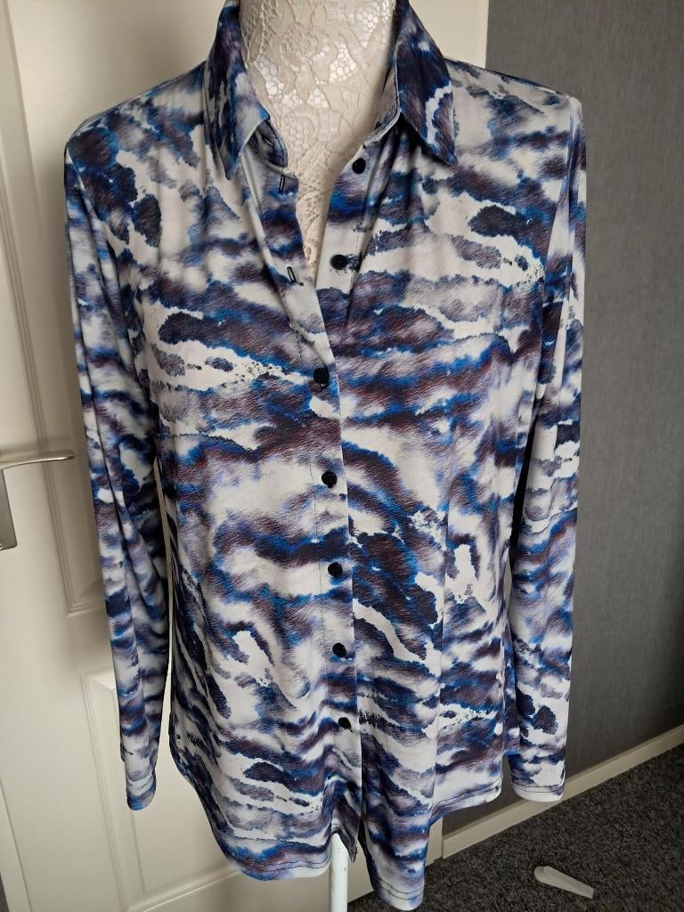 Blouse &CO Woman Stretch Maat : L Kleur : Blauw, Blauw, Maat 42/44 (L), &Co Woman, Nieuw