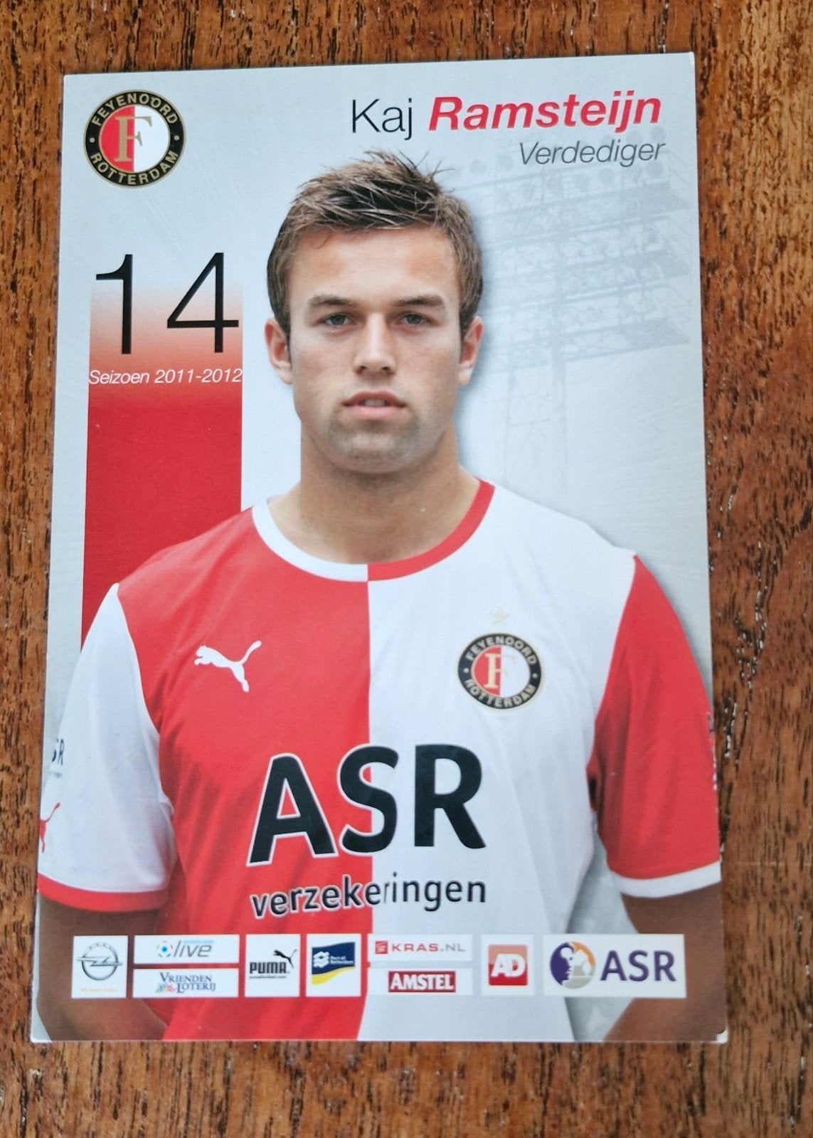 Feyenoord spelerskaart Kaj Ramsteijn 2011-2012, Ophalen of Verzenden, Zo goed als nieuw, Feyenoord, Spelerskaart