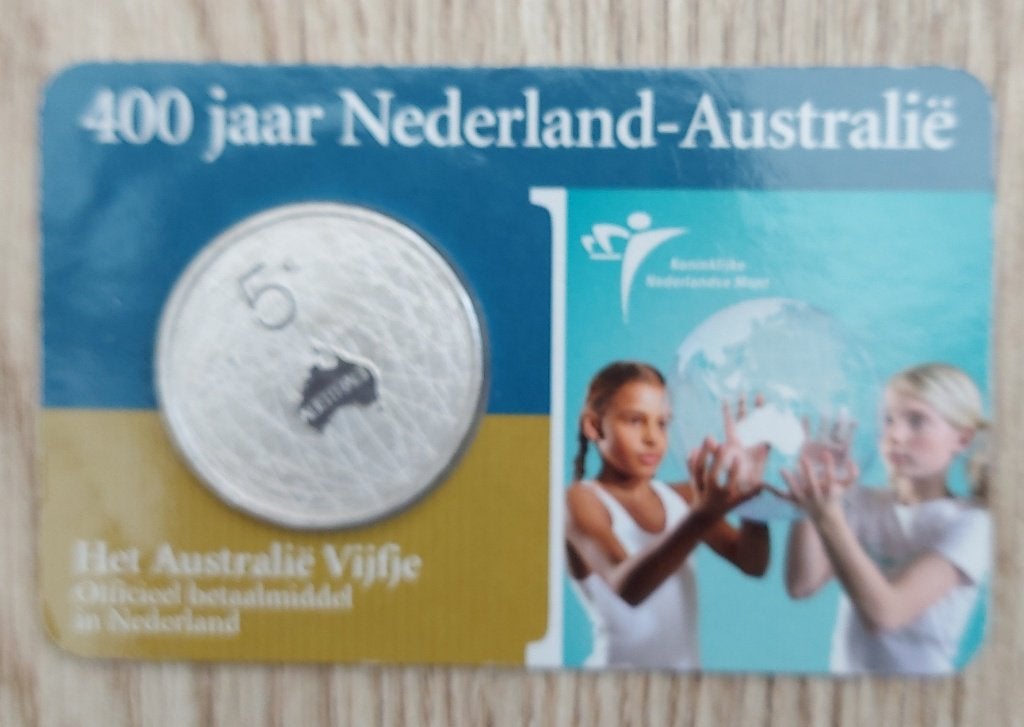 400jaar Nederland_Australie Vijfje zilver, Postzegels en Munten, Munten | Nederland, Koningin Beatrix, Zilver, Euro's, Ophalen of Verzenden