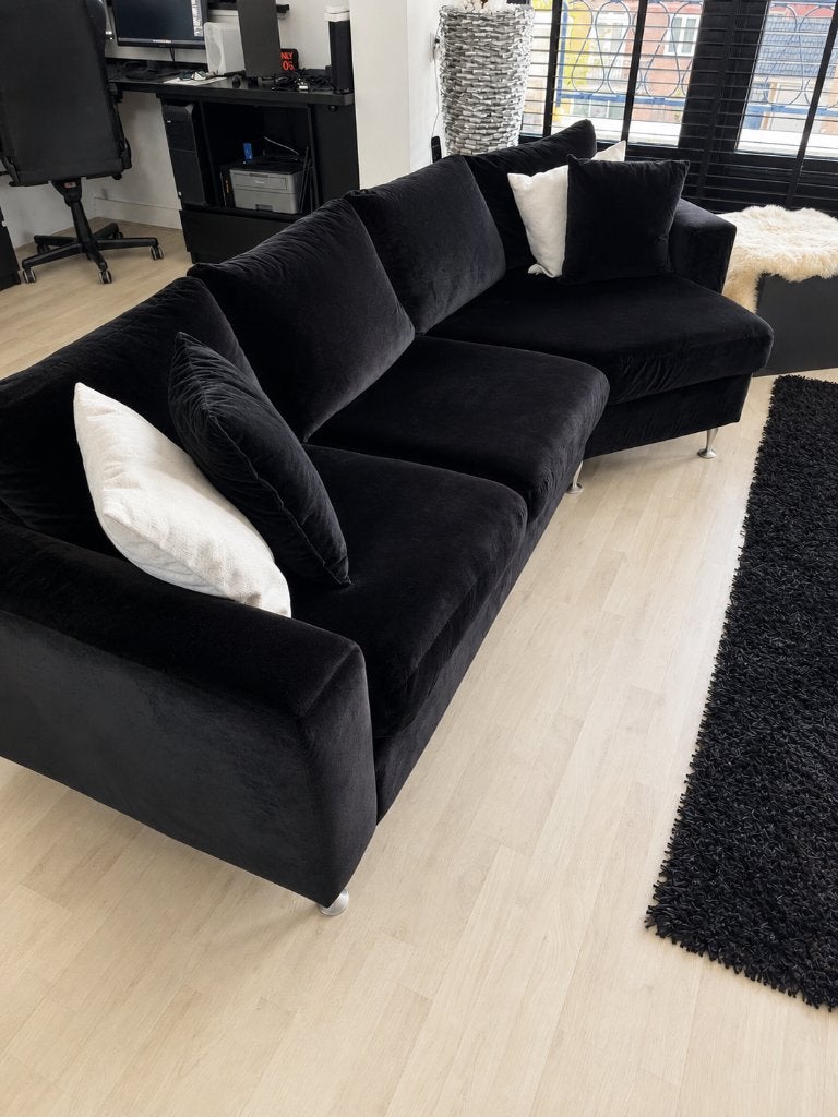 Mooie zwarte velvet bank Eric Kuster style, Ophalen, 250 tot 300 cm, Gebruikt, Driepersoons