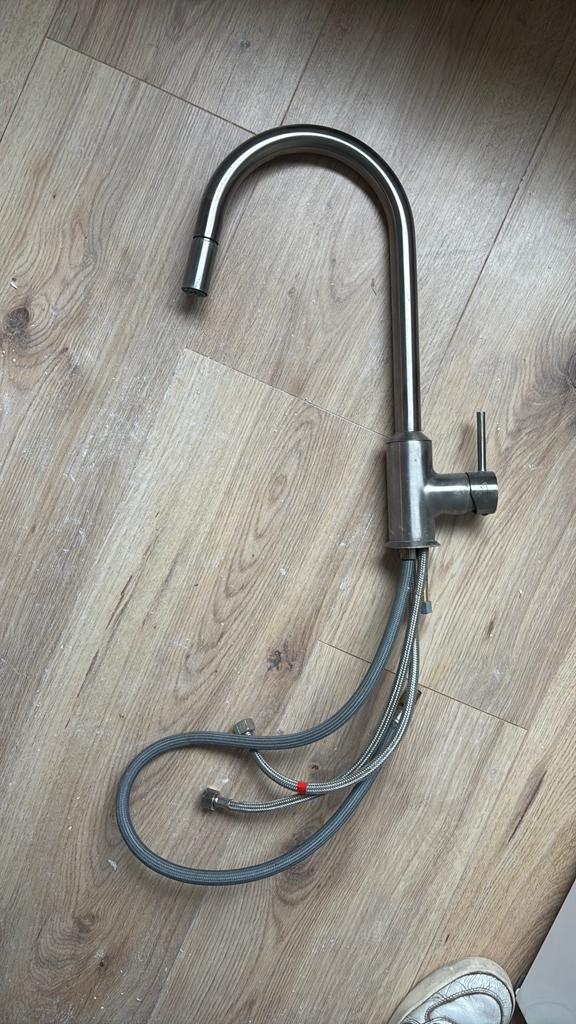 Keuken kraan met uittrekbare douche, Ophalen, Rvs, Wastafel