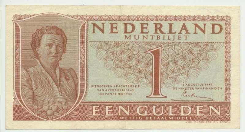 Nederland 1 Gulden 1949 Juliana, Ophalen of Verzenden, 1 gulden, Los biljet