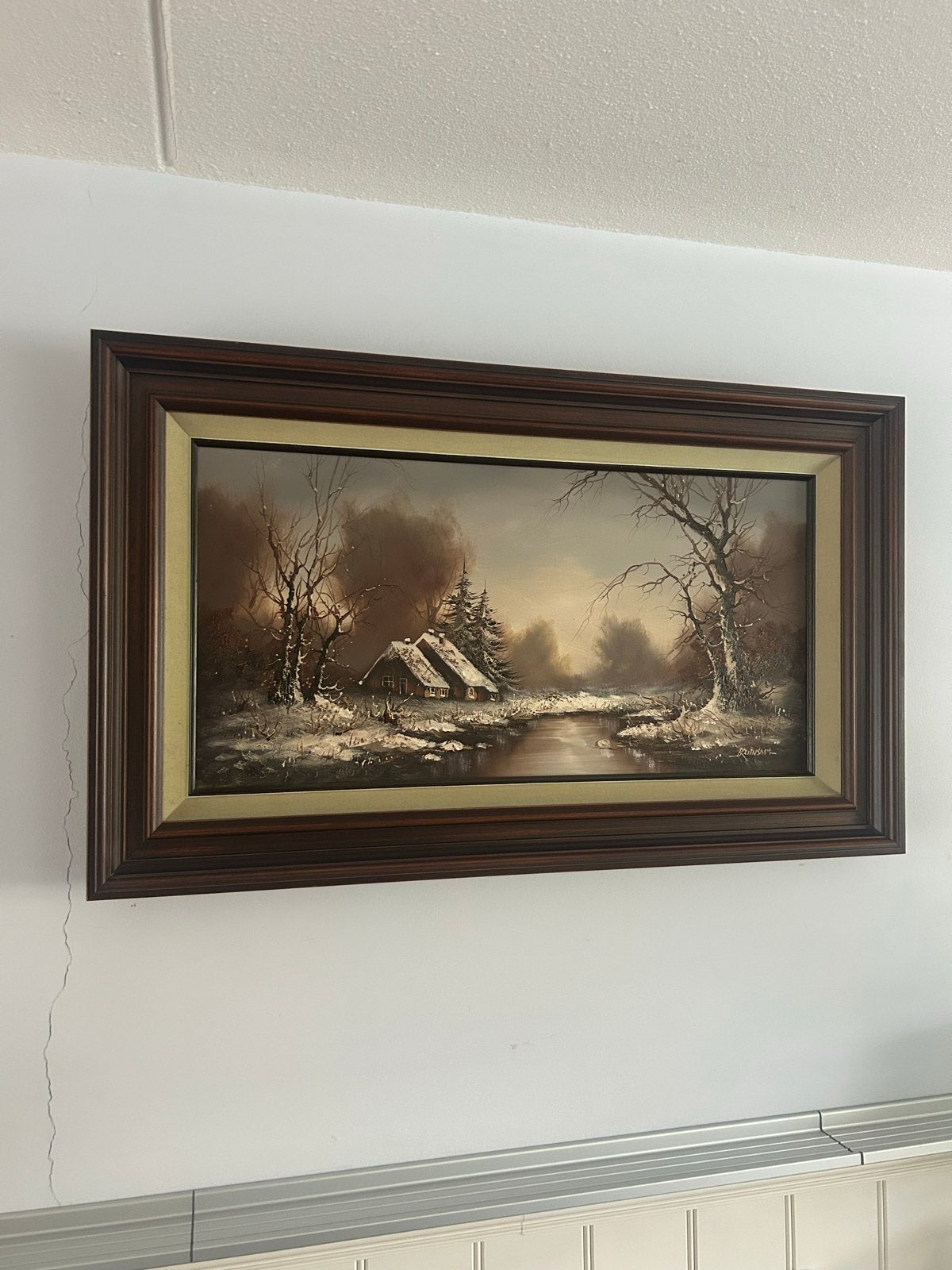 Schilderij Winterlandschap van Bruinsma, Ophalen, Doek, Realistisch, Gesigneerd