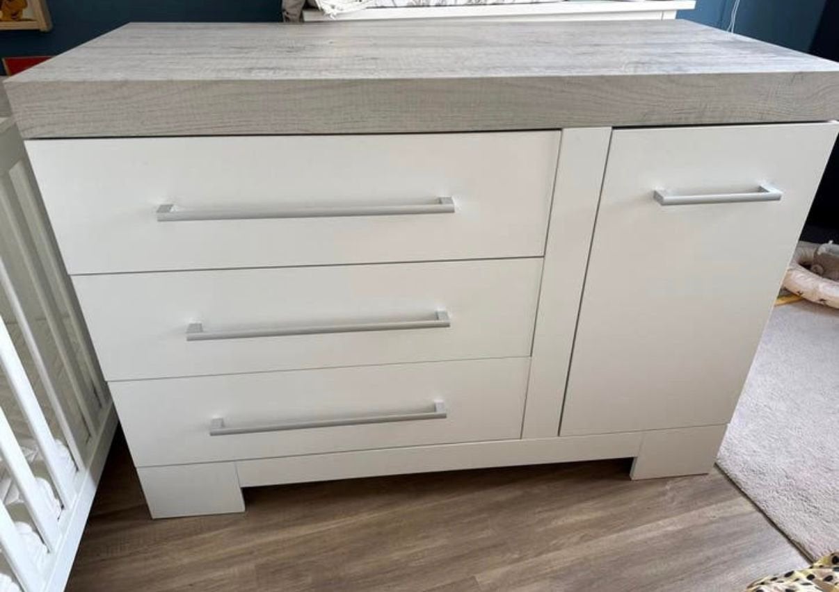 TWF Futura Commode Wit/Grijs met Soft-Close Laden en Deur, Ophalen, Gebruikt, 50 tot 70 cm, 100 cm of meer