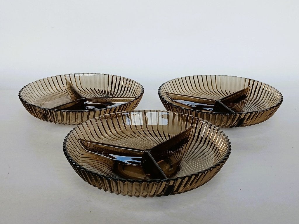 3-Vaksschaal (3x) Snackschaal Rookglas Veropa Vintage, Ophalen of Verzenden