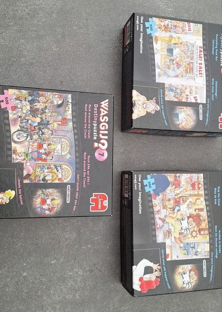 WASGIJ? Puzzels - 3 stuks (500 en 950 stukjes), Ophalen of Verzenden, 500 t/m 1500 stukjes, Gebruikt, Legpuzzel