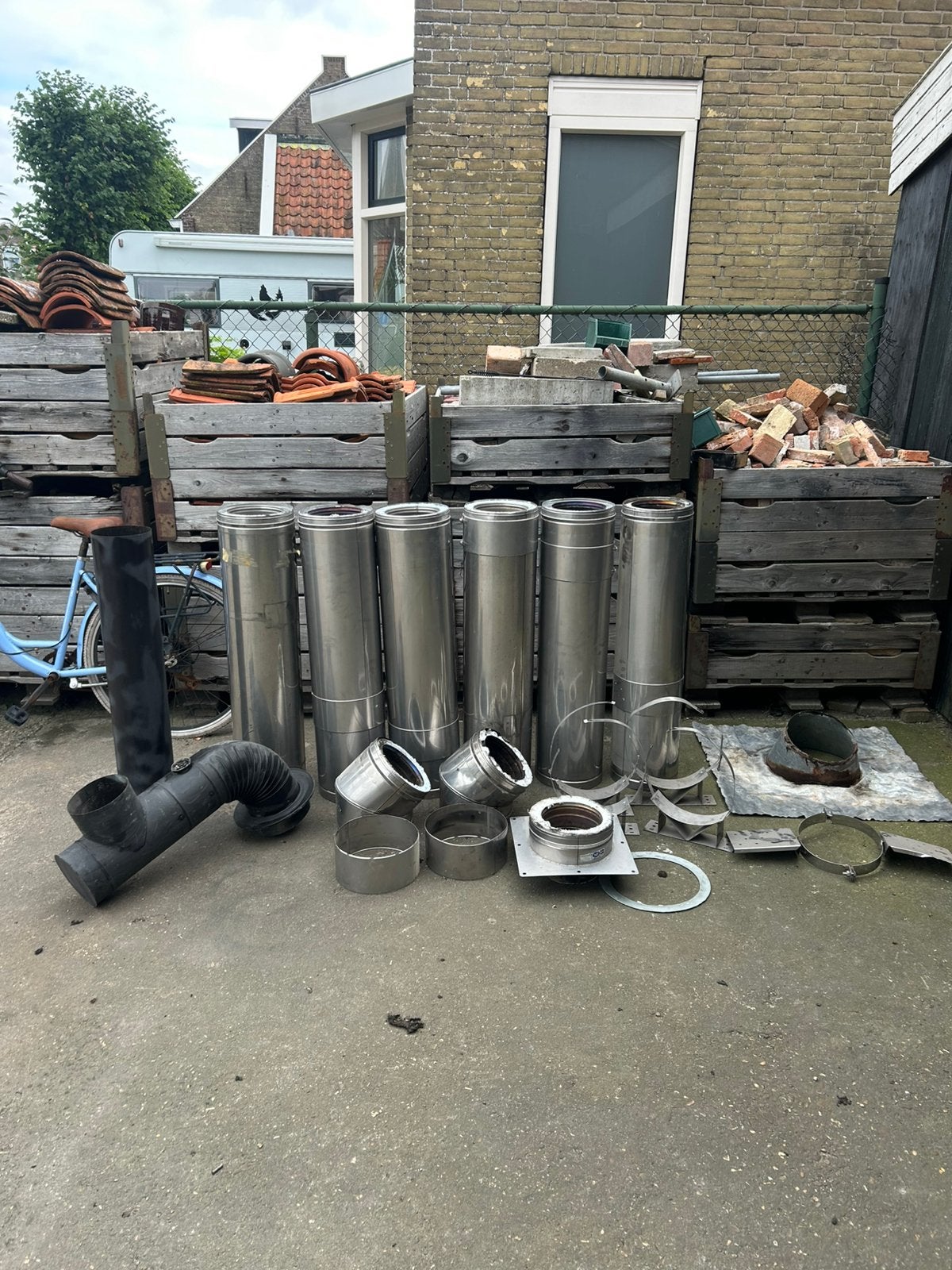 Dubbelwandige kachelpijpen merk Metaloterm 180mm, Ophalen, Gebruikt, Houtkachel, Inbouw
