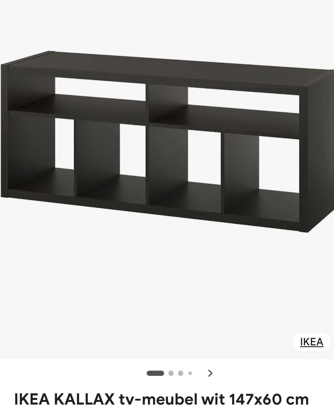 IKEA KALLAX tv-meubel zwart 147x60 cm, Gebruikt, 100 tot 150 cm, Ophalen of Verzenden, 25 tot 50 cm