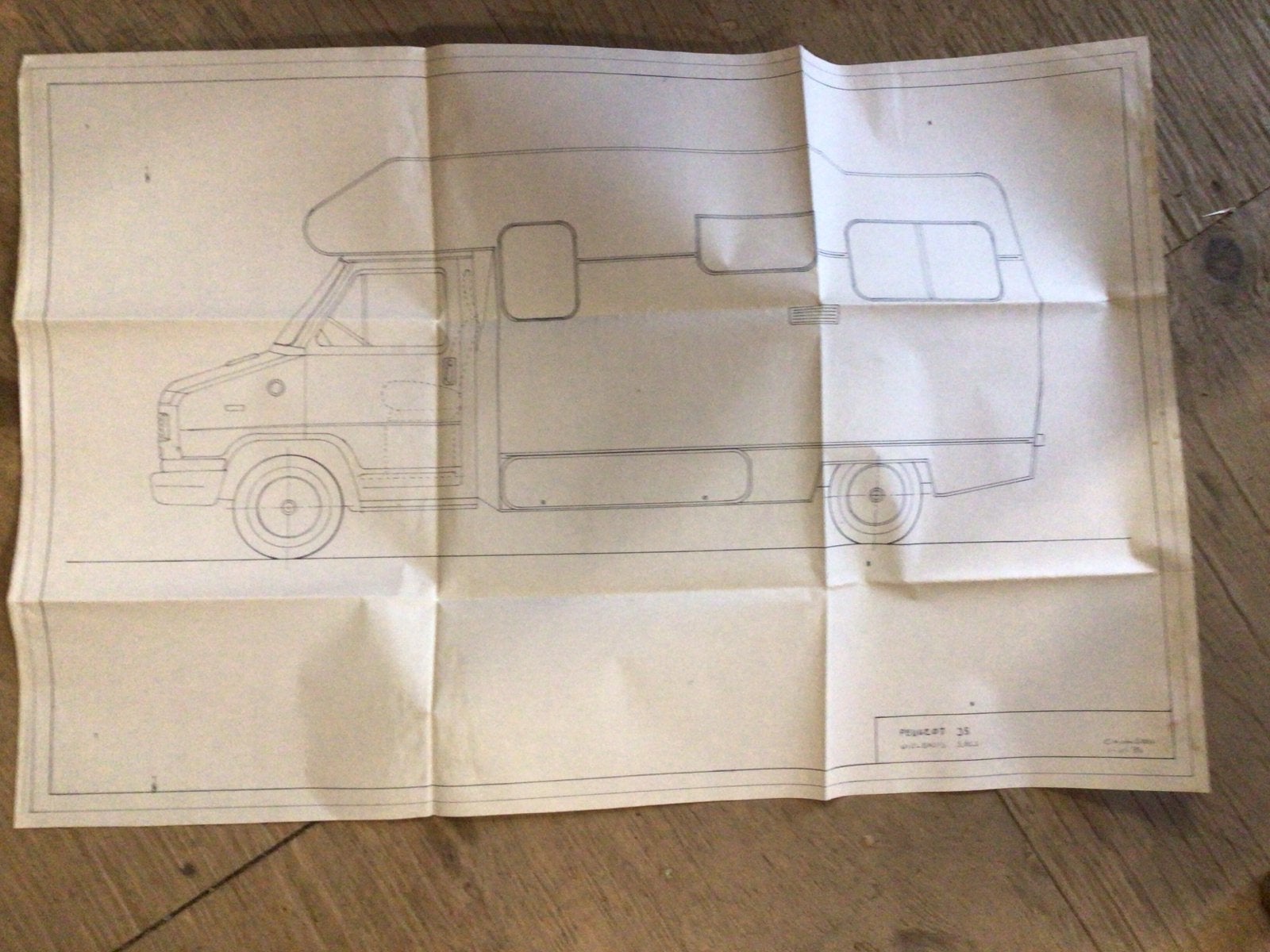 Peugeot J5 Camper Tekening - Vintage Camper Ontwerp, Ophalen of Verzenden