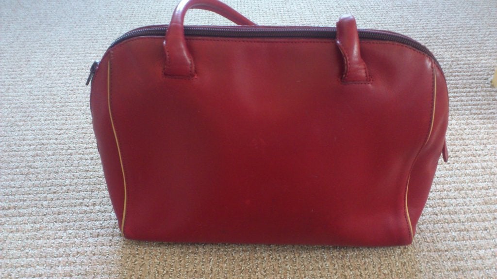 Leren handtas, Ophalen of Verzenden, Gebruikt, Rood, Handtas