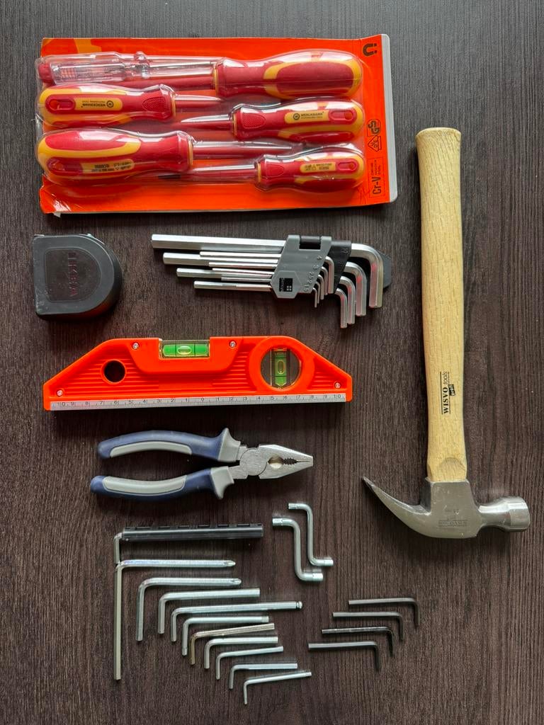Mixed HandTool Set - Screwdrivers, Hex Keys, Pliers, Level, Ophalen, Zo goed als nieuw