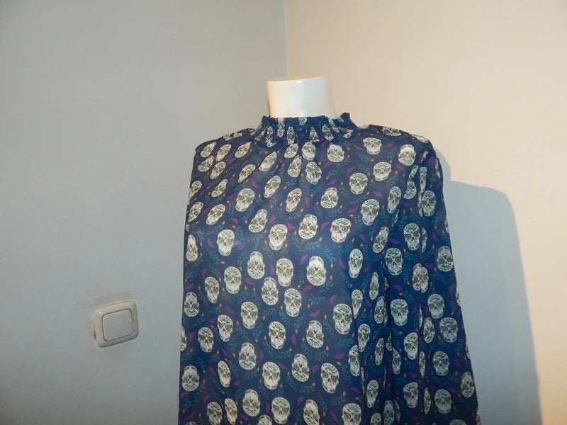POM Amterdam luchtige blouse top aparte print koel blauw40, Maat 38/40 (M), Zo goed als nieuw, Pom Amsterdam, Verzenden