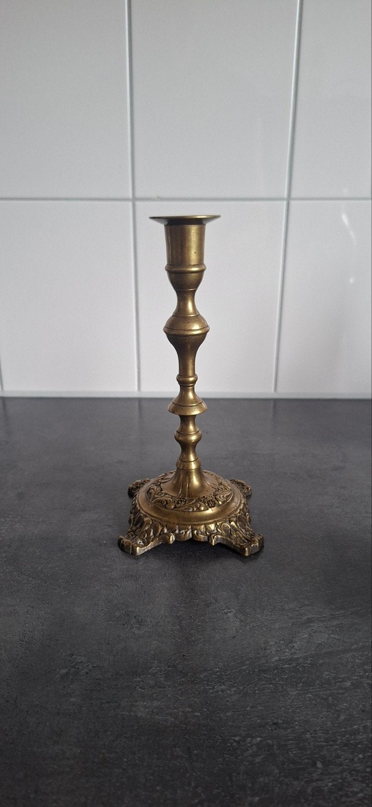 antieke messing kandelaar, Ophalen of Verzenden, Koper of Brons