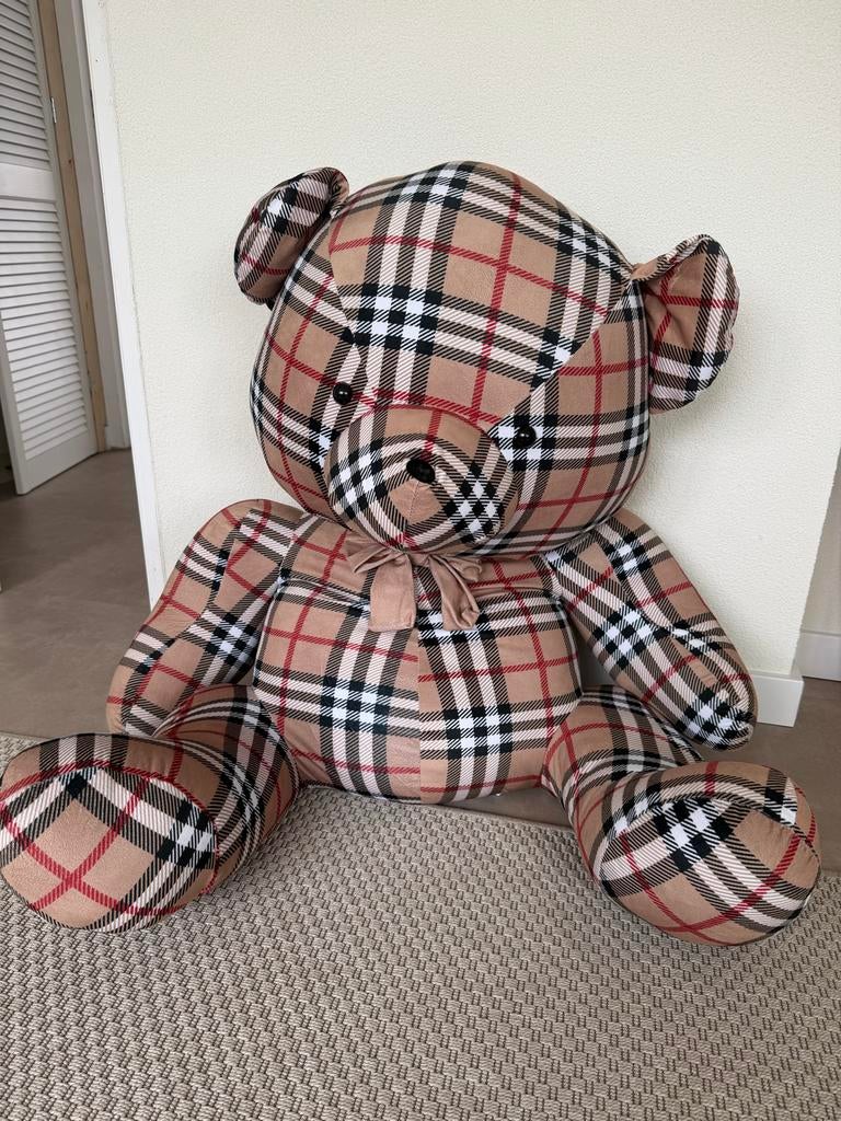 Grote Burberry-stijl Teddybeer - Zacht en Decoratief, Ophalen, Overige merken, Overige karakters, Beer