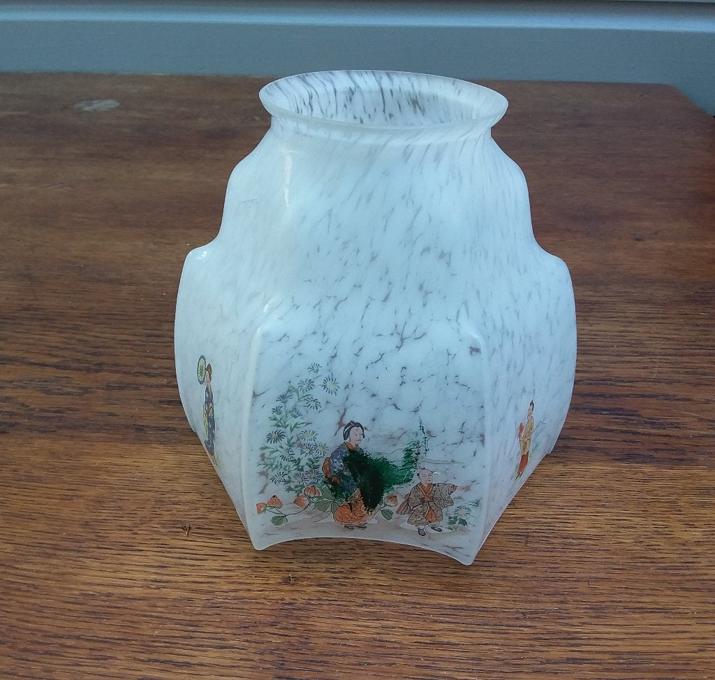 Lampenkap van clichy glas, Huis en Inrichting, Gebruikt, Wit, Ophalen of Verzenden, Glas