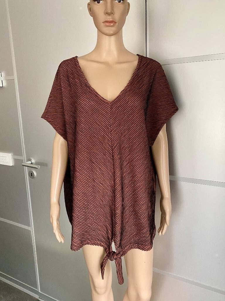 G1019 Lange blouse maat XL=46/48 bruin, Kleding | Dames, Blouses en Tunieken, Zo goed als nieuw, Maat 46/48 (XL) of groter, Bruin