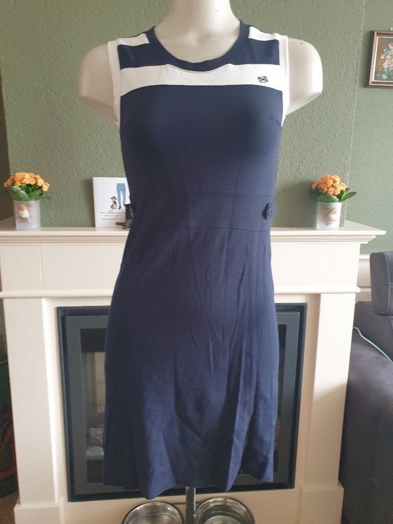 Scapa Sports mooie blauw witte jurk 34 XS tennis, Scapa, Zo goed als nieuw, Knielengte, Maat 34 (XS) of kleiner