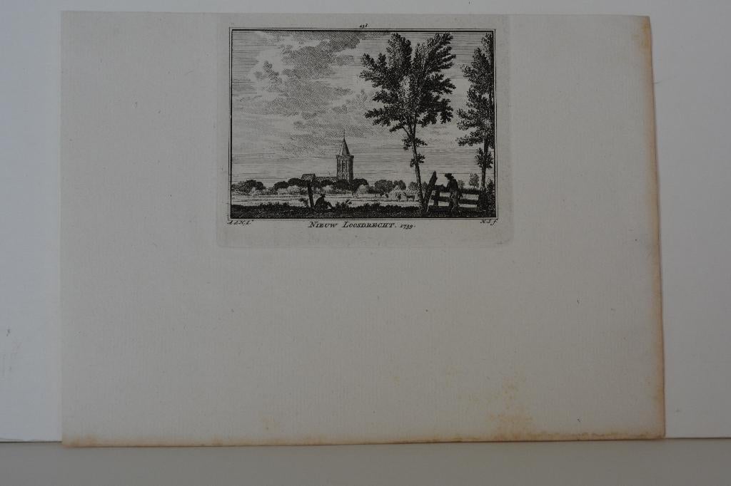 NIEUW-LOOSDRECHT Originele Gravure 1792 Hendrik Spilman G71, Verzenden, Stadsgezicht, Gravure, 7 cm