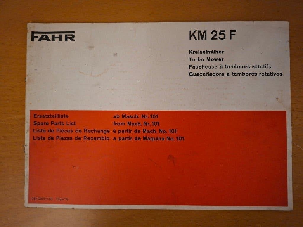 Onderdelenboek Fahr KM 25 F cirkelmaaier, Ophalen of Verzenden, Gelezen, Tractor en Landbouw