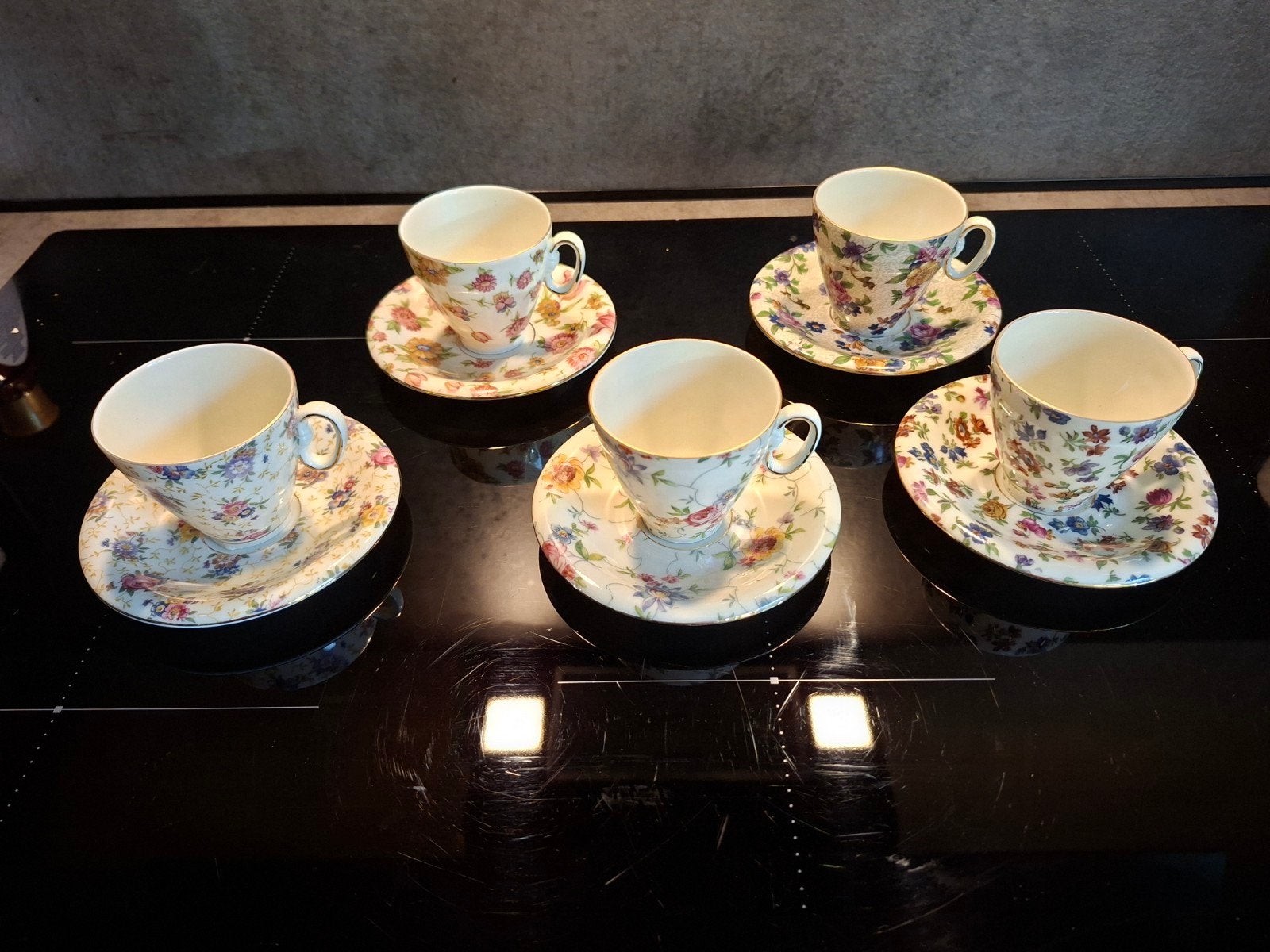 Set van 5 Royal Epiag Germany kop en schotels, Ophalen of Verzenden