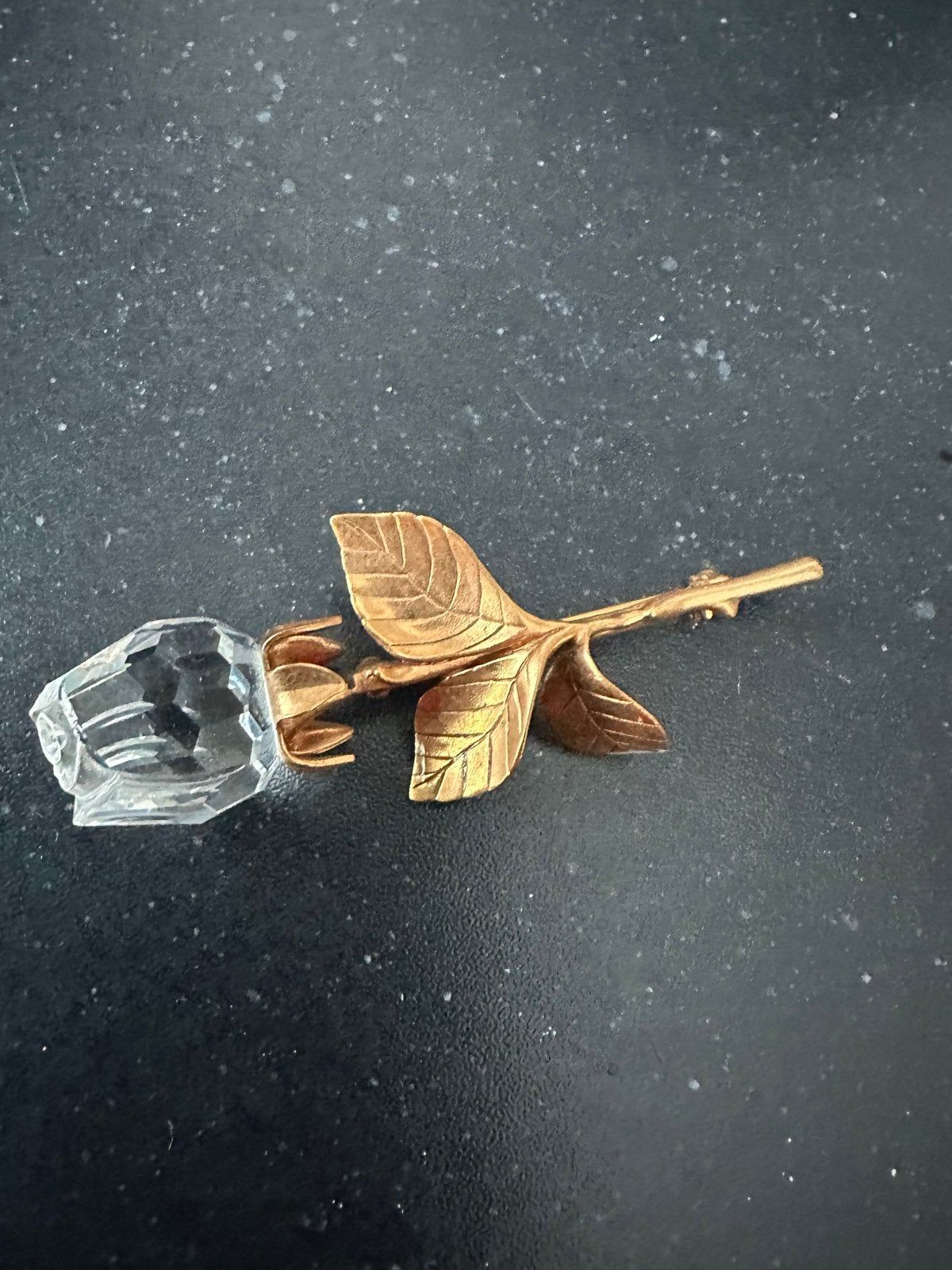 Kristallen swarovski Roos met Gouden Bladeren, Antiek en Kunst, Antiek | Glas en Kristal, Ophalen of Verzenden