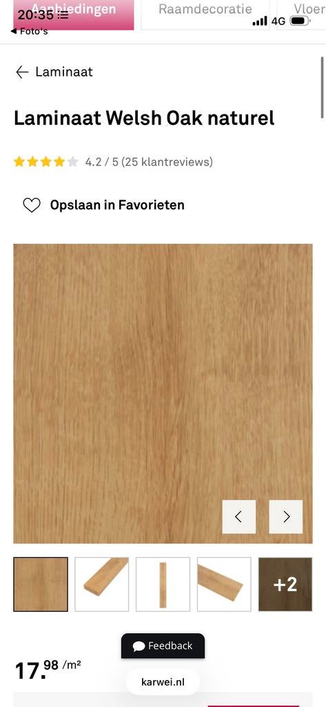 Klik Laminaat Eiken - 15,71 m2 ongebruikt + gesneden planken, Ophalen, 50 tot 150 cm, Zo goed als nieuw, 10 m² of meer