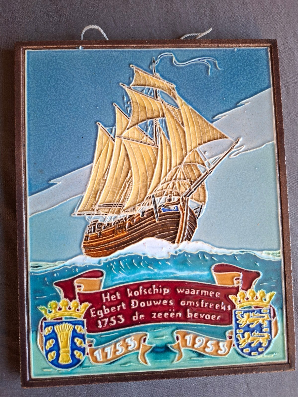 Westraven Douwe Egberts Jubileum Tegel 'Het Kofschip', Ophalen of Verzenden