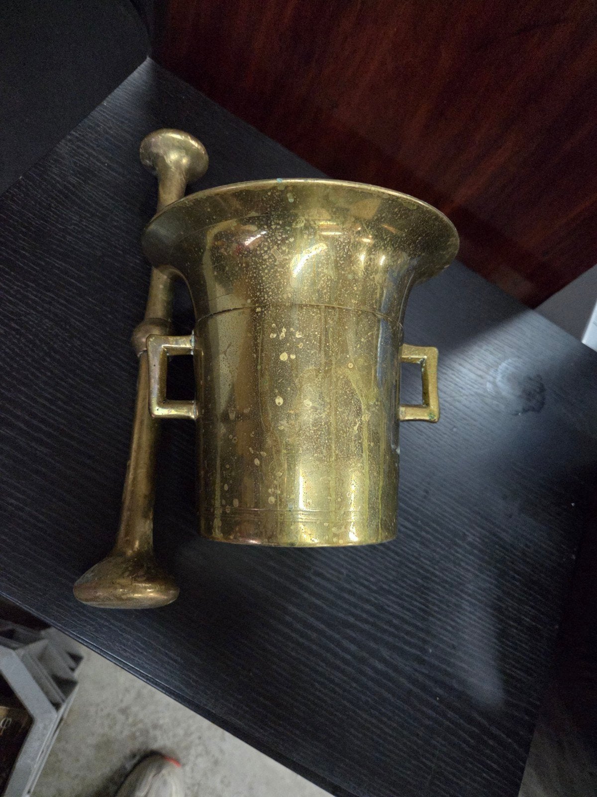 Antieke grote Bronzen Vijzel met Stamper, Ophalen of Verzenden, Brons