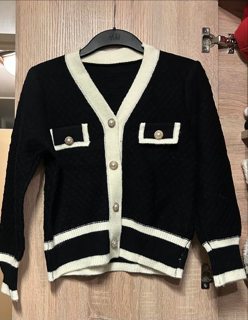 Nieuw Dames Vest met Parelknopen - Zwart/Wit, Ophalen of Verzenden, Nieuw, Maat 38/40 (M), Zwart