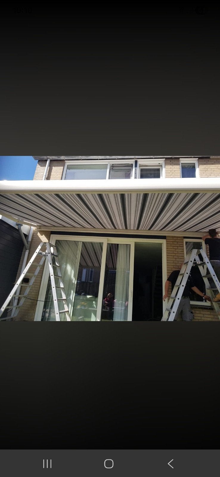 Elektrisch zonnescherm 5 meter - snel ophalen!, Ophalen