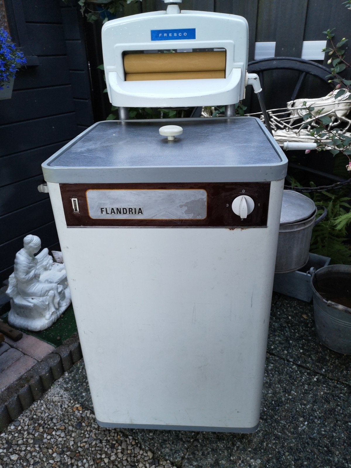 Vintage Flandria Wasmachine met Fresco Wringer, Ophalen, Minder dan 4 kg, Bovenlader, 85 tot 90 cm