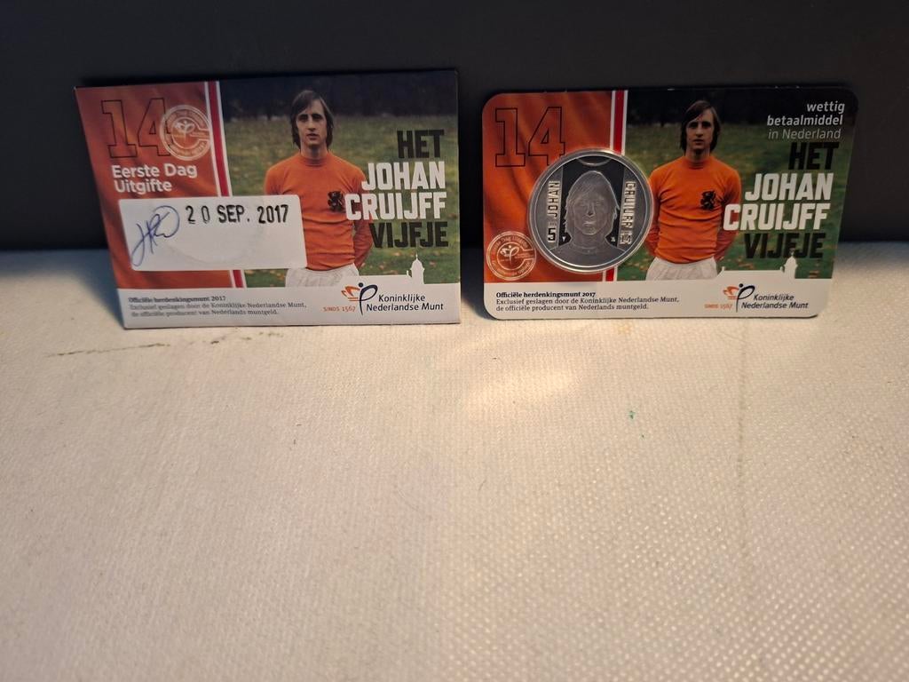 Johan Cruijff Vijfje - Eerste Dag Uitgifte, Postzegels en Munten, Munten | Nederland, Verzenden, Koningin Beatrix, Euro's, Losse munt