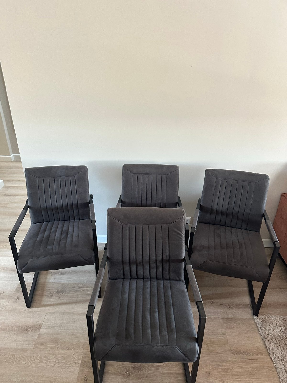 4x Eetkamerstoel Parantino in stof rhino grey, Ophalen, Gebruikt, Vier, Stof