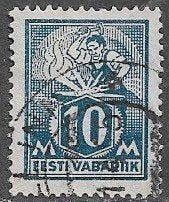 ESTLAND 10 M zegel Smid bij aambeeld 1922, Ophalen of Verzenden, Overige landen, Gestempeld