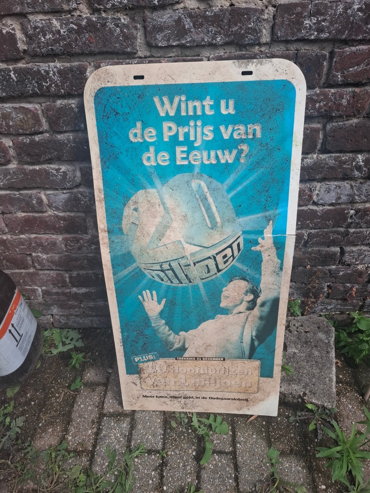 Origineel vintage Staatsloterij reclamebord – Loterij van de, Ophalen of Verzenden