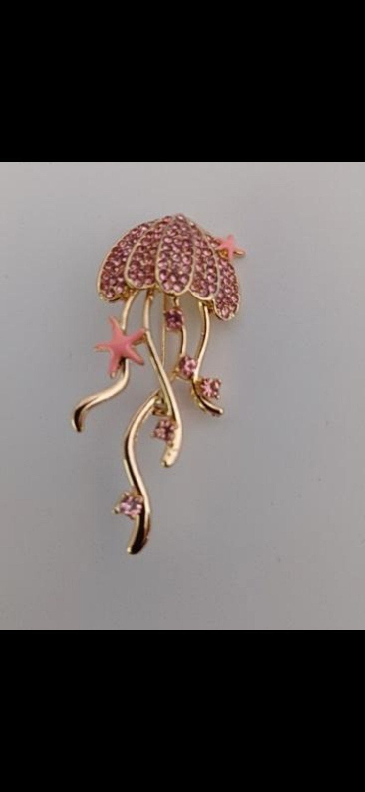 Nieuwe Roze Kwallen Broche met Strass en Zeesterren, Overige materialen, 4 tot 7 cm, Nieuw, Ophalen of Verzenden