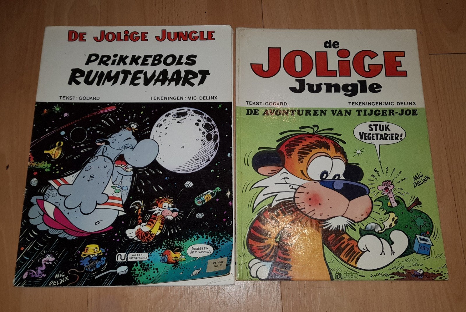 2 vintage stripalbums De jolige jungle, Meerdere stripboeken, Ophalen of Verzenden, Gelezen