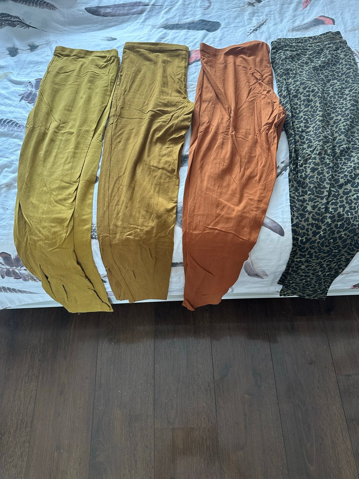 4 Leggings Maat 44/46: Okergeel, Terra, Groen Panterprint, Kleding | Dames, Leggings, Maillots en Panty's, Geel, Maat 44/46 (L)