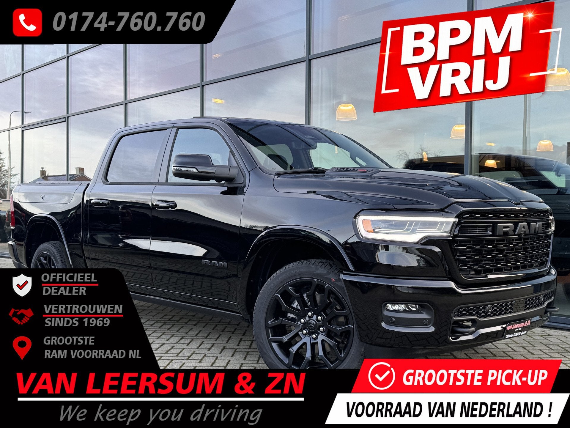 Dodge Ram 1500 Limited Night 540 PK 3 jaar garantie | RAMbox, Automaat, Zwart, Zwart, Leder