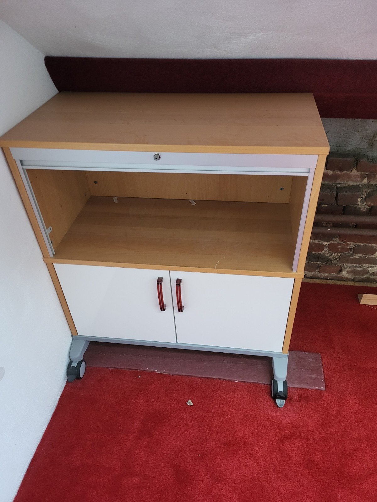 Kantoorrolkast met jaloeziedeur en opbergruimte, Gebruikt, 40 tot 80 cm, Ophalen, Overige houtsoorten