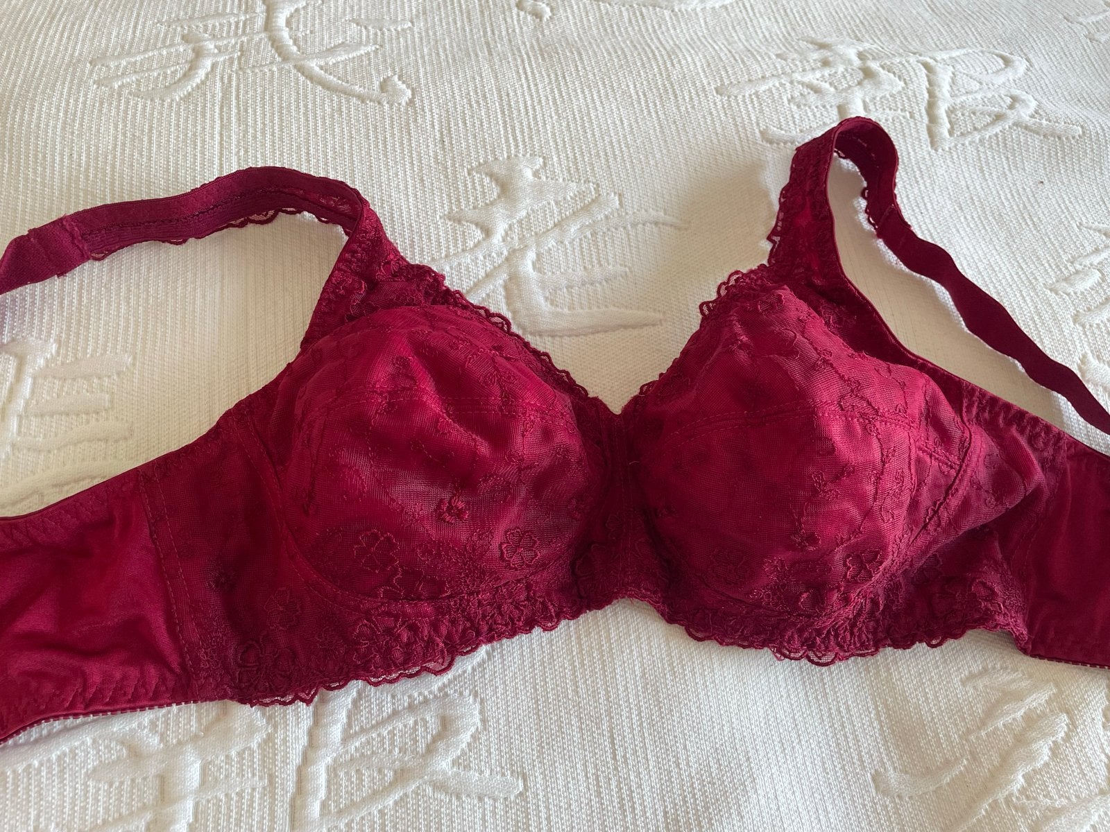 Mooie bordeauxrode Prothese BH met kant 80B, Ophalen of Verzenden, Rood, BH