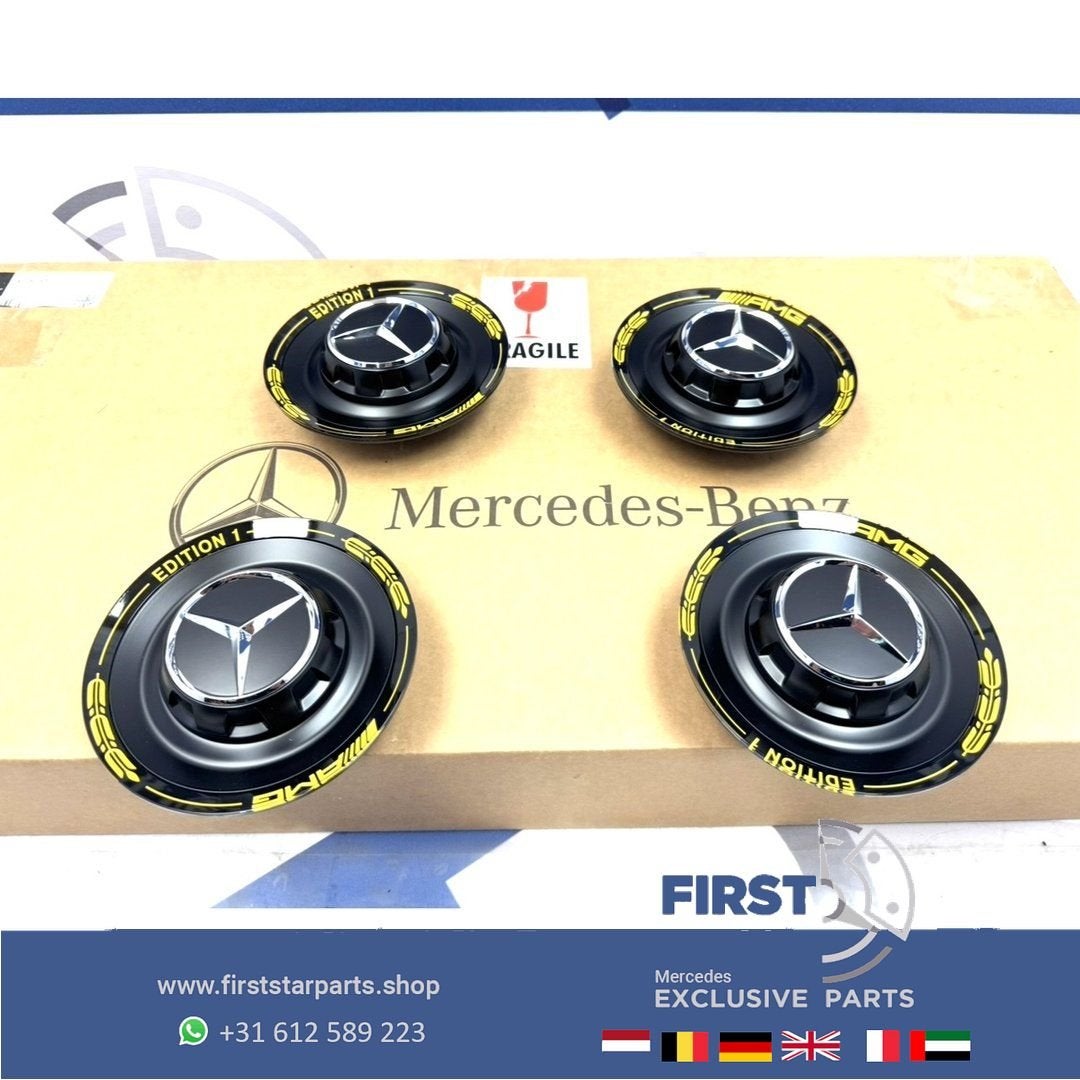 EDITION 1 AMG NAAFKAPPEN SET 4 ZWART GEEL W253 C253 GLC63 GL, Gebruikt, -, -, Ophalen of Verzenden