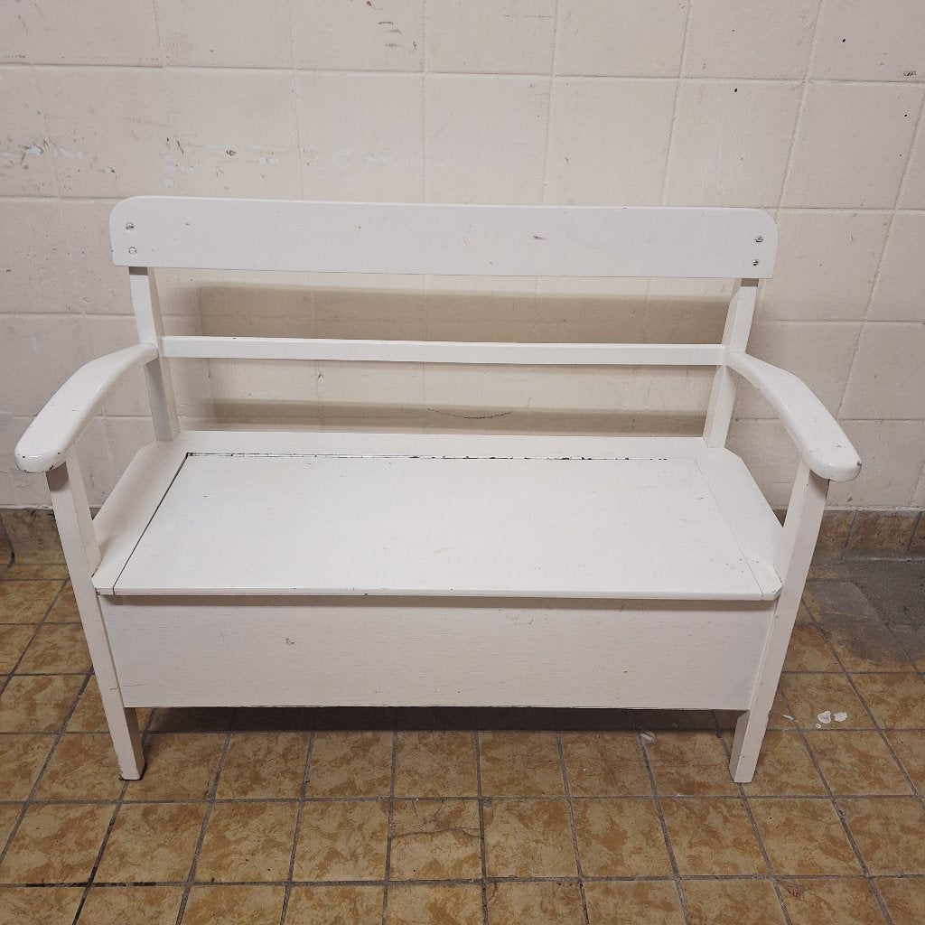 Vintage Wit Houten Bankje Herlag / Klepbankje voor Kinderen, Ophalen, Gebruikt, -, -