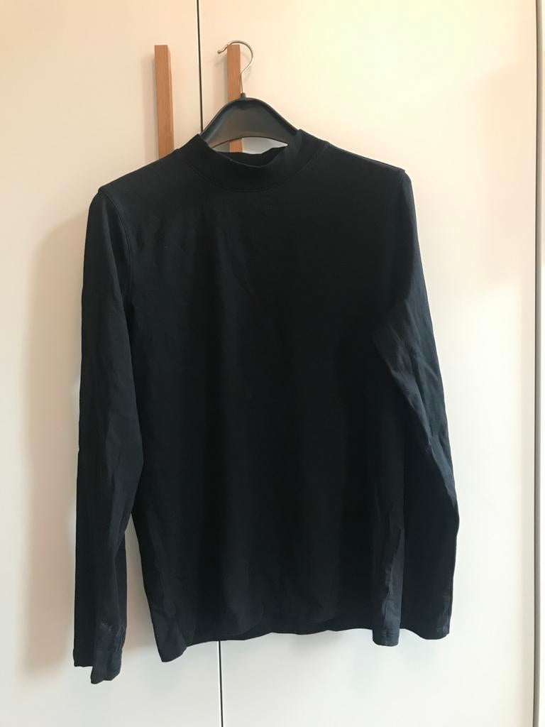 H&M Muscle Fit Shirt Lange Mouw Zwart Maat L, Ophalen, Zo goed als nieuw, Maat 52/54 (L), Zwart