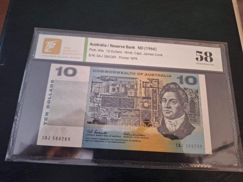 Australië 10 dollar 1966 TQG 58, Postzegels en Munten, Bankbiljetten | Oceanië, Ophalen of Verzenden