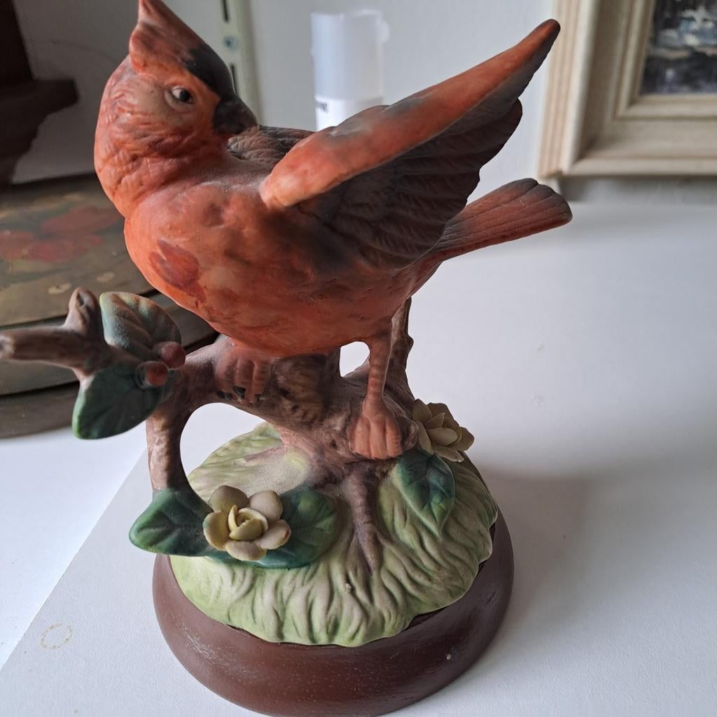 Mooie oud beeldje rode kardinaal, Ophalen of Verzenden