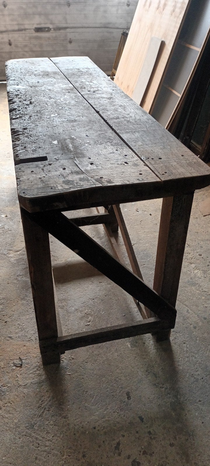 Oude robuuste werkbank, Doe-het-zelf en Verbouw, Werkbanken, Ophalen of Verzenden, Gebruikt, 170 cm of meer