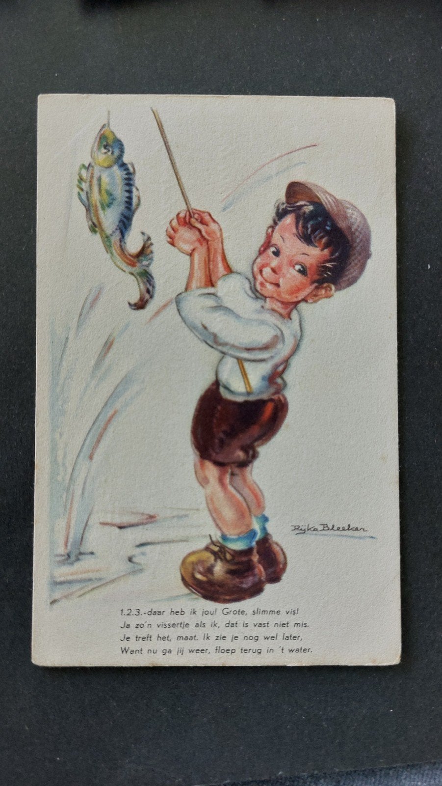 Hengelsport, Rijka Bleeker, Rijm 1.2.3. daar heb ik jou!, Verzenden, 1940 tot 1960, Gelopen, Overige thema's