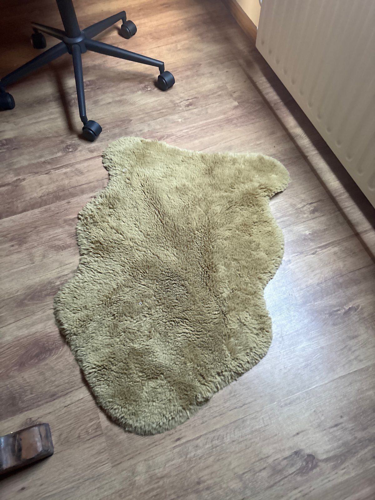 Zacht schapenvacht kleedje, beige/bruin, Ophalen, Minder dan 50 cm, Gebruikt, 50 tot 100 cm